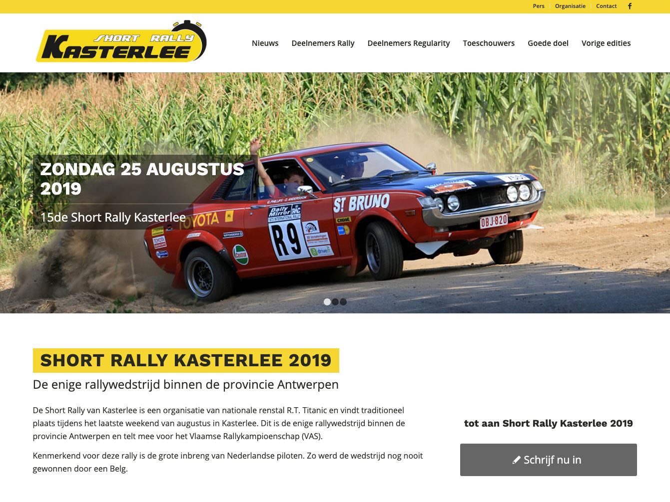 Afbeelding van website Short Rally Kasterlee